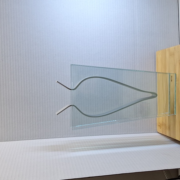 #AFF Mid century modern thick glass vase with metal center - Picture 4 of 5